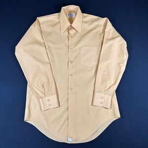 Vintage Macys Supre-macy Dress Shirt Long Sleeve 15 33 Mustard Cotton 60's‎